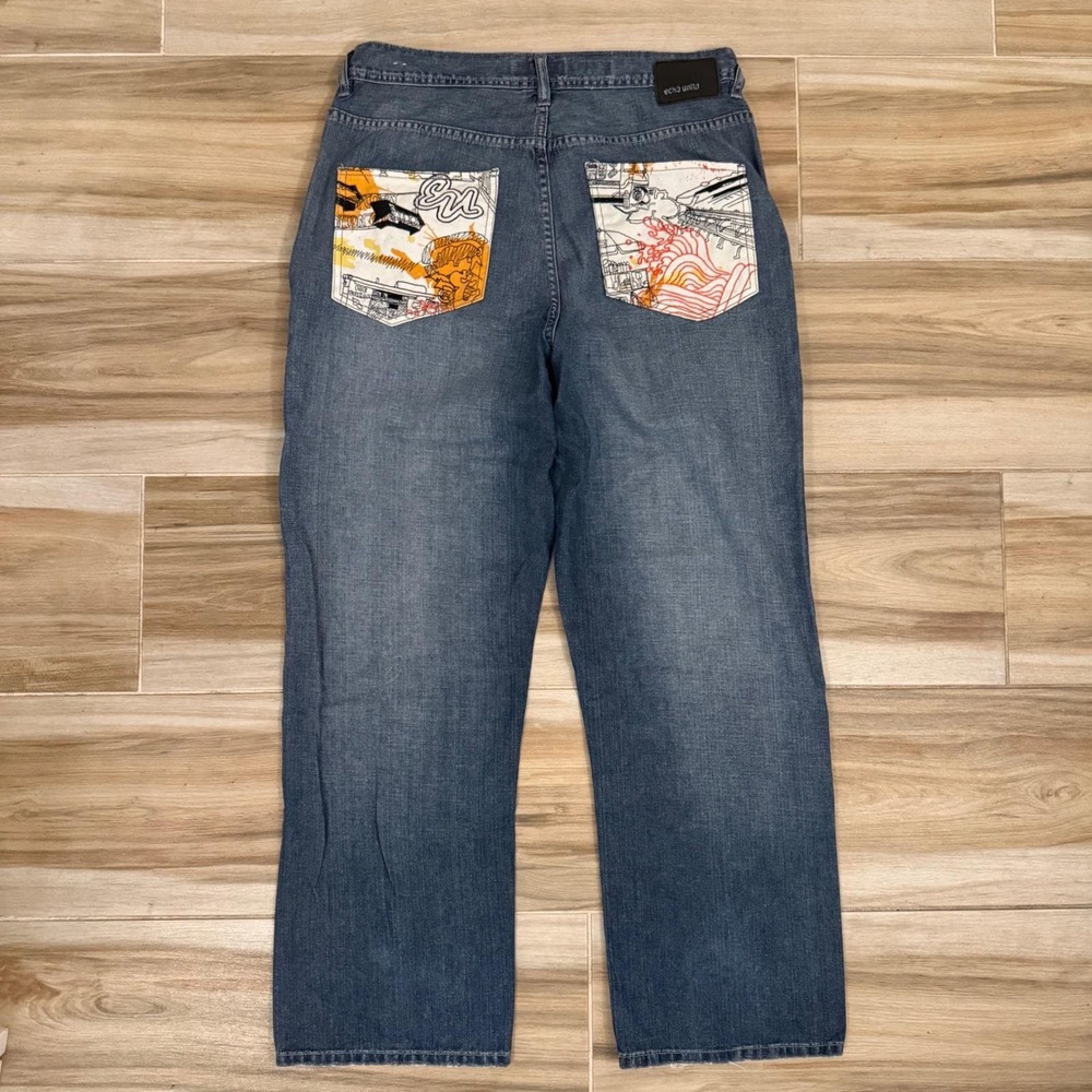 Vintage Ecko Unltd Baggy Fit Jeans Graffiti Graphic Pocket Mens 34 Y2K Skater